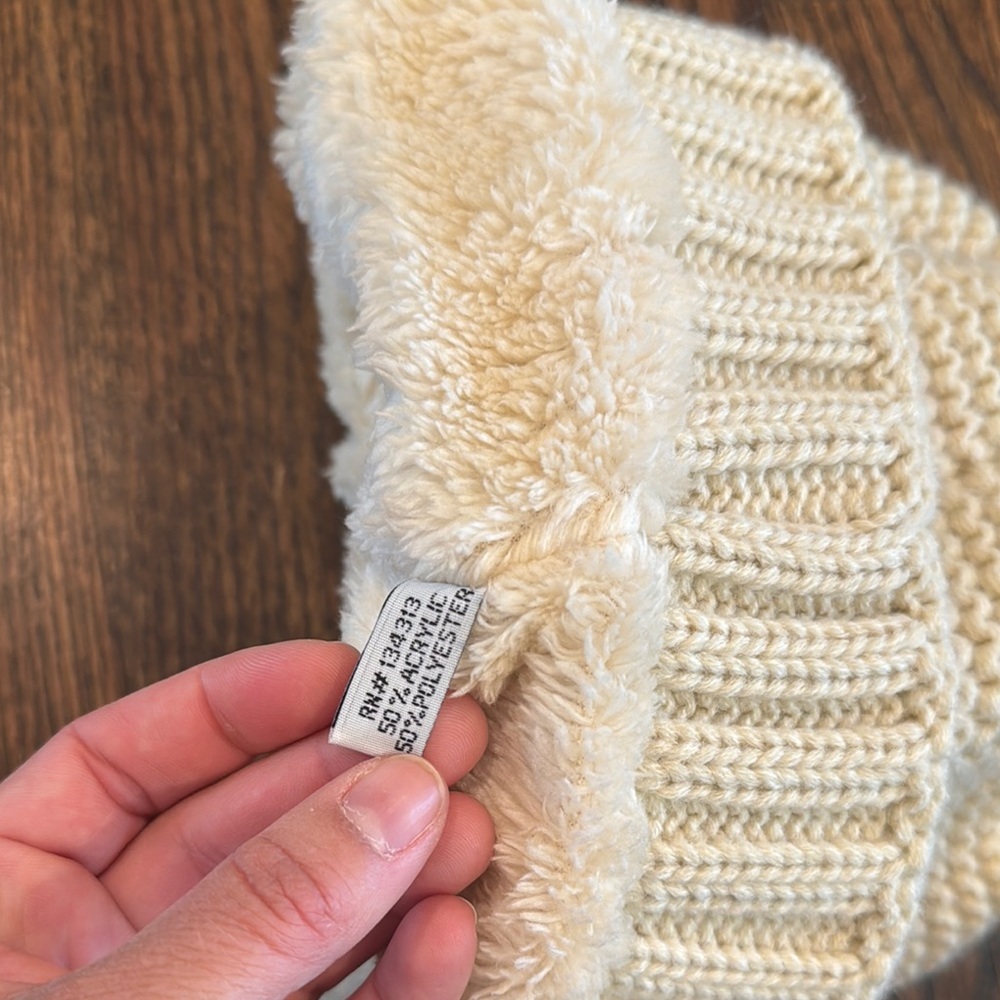 Cream Knit Pom-Pom Hat - Picture 3 of 3